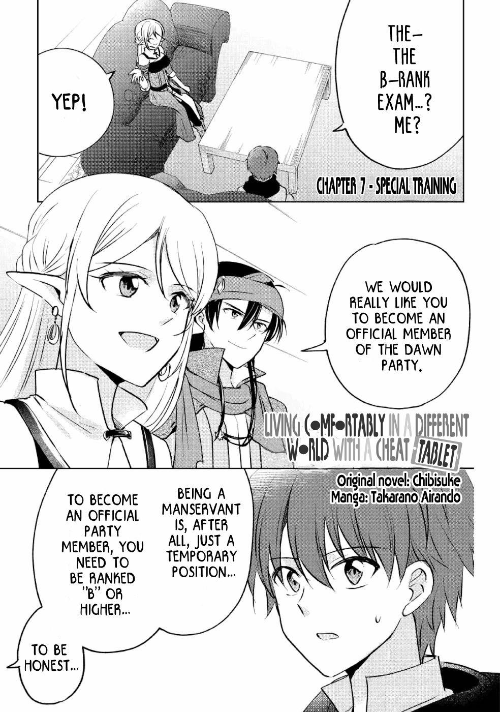 Living Comfortably In A Different World With A Cheat Tablet Living Comfortably In A Different World With A Cheat Tablet Ch.7 Page 1 - Mangago